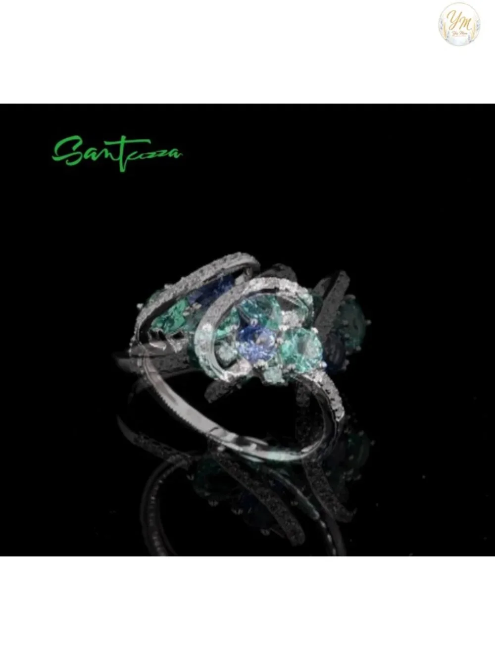925 Sterling Silver Twist Ring White Cubic Zirconia Statement Ring